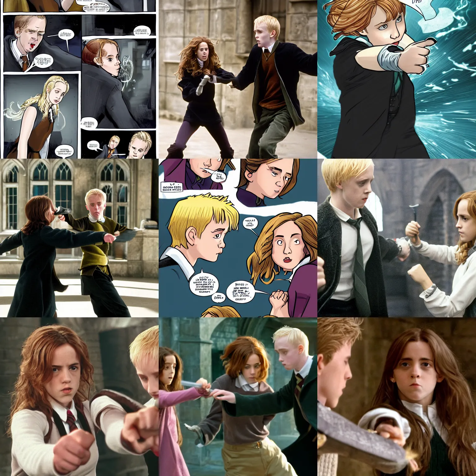 Prompt: Hermione Granger punching Draco Malfoy