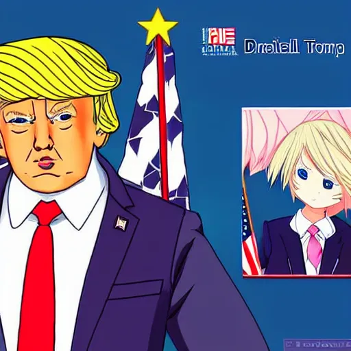 Image similar to donald trump as an anime girl character