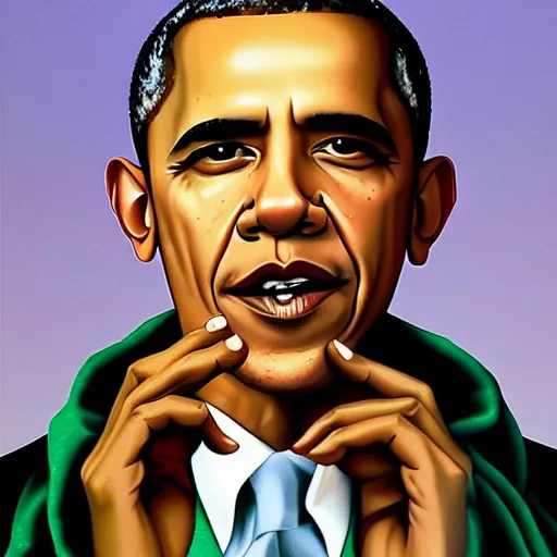 Image similar to obama and marijuana by kehinde wiley