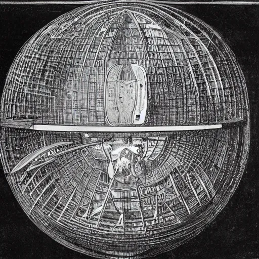 Prompt: hyper detailed anatomical description of a Dyson Sphere by Leonardo Da Vinci