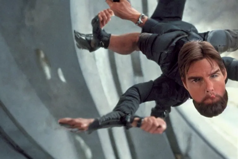 Image similar to Tom Cruise suspended from the ceiling in Mission Impossible