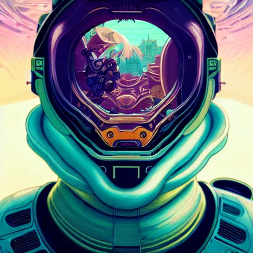 Image similar to high quality high detail portrait of a halo 3 diesel punk character in an alien world, tristan eaton, victo ngai, artgerm, rhads, ross draws, hyperrealism, intricate detailed, alphonse mucha, 8 k, sci - fi, pastel colors, artstation,