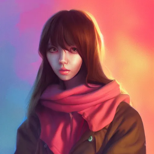 Image similar to portrait of teen girl, art by Ross tran, vivid color palette, digital painting, 3D, octane render, post process in Photoshop, highly detailed