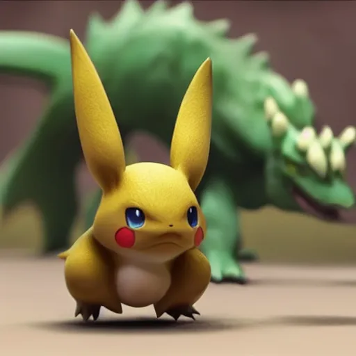 Prompt: Realistic miniature of grown pokemon on a studio shot, movie shot, cinematic perspective, full hd, Vibrant colors
