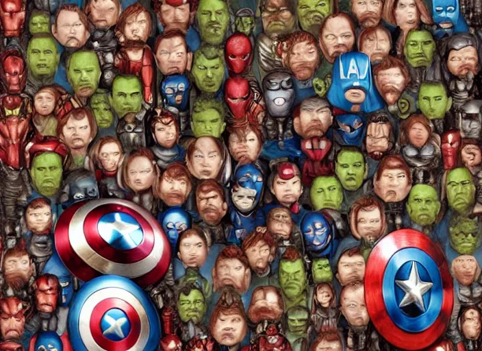 Image similar to the avengers made of donuts, lowbrow, matte painting, 3 - d highly detailed, in the style of mark ryden,