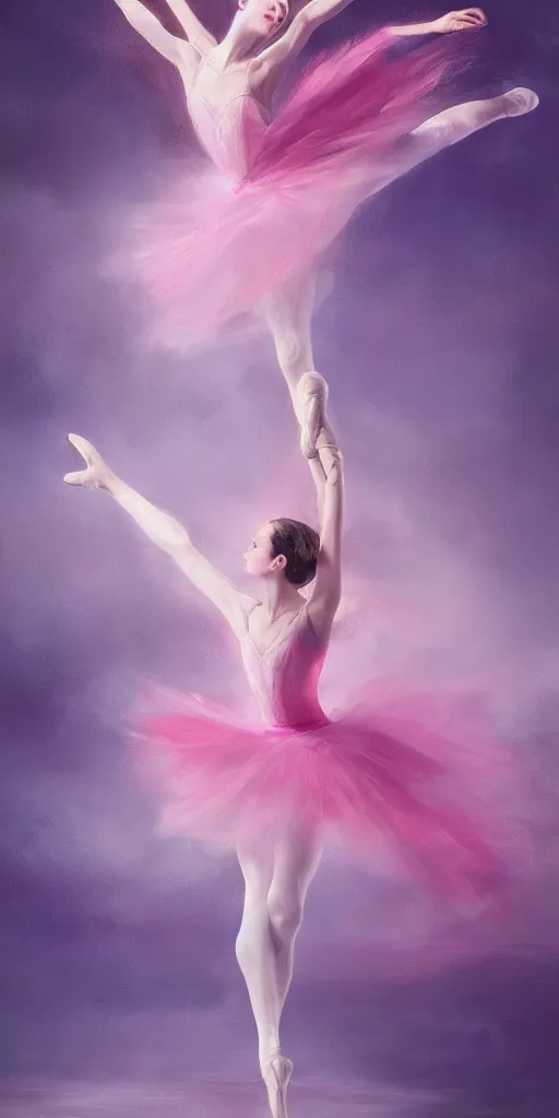 Image similar to prima ballerina dancing in the wind, beautiful, ethereal, gorgeous, volumetric lighting, elegant, fluid, pink, highly detailed oil painting, digital painting, concept art, highly detailed, smooth, sharp focus, illustration, strong lines and bold colors, limited color palette, atmosphere and tension, japanese, trending on artstation