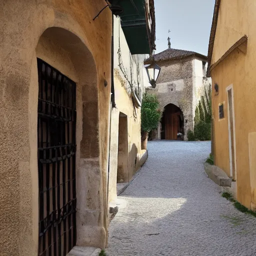 Prompt: old French village heavily influenced by islamic architecture