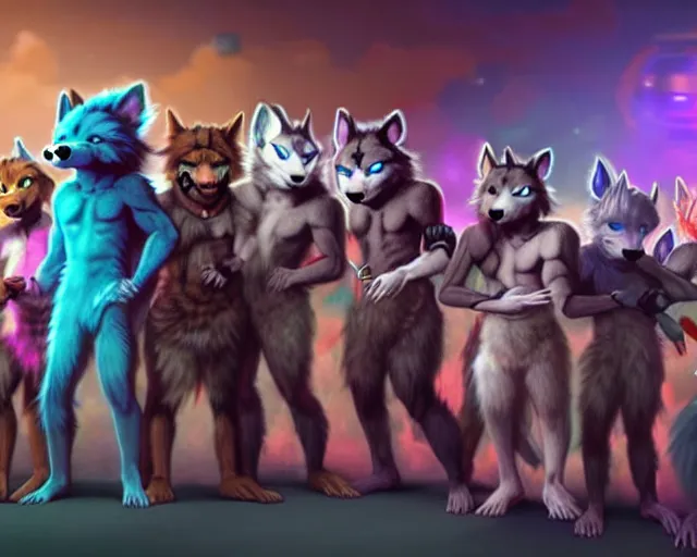 Image similar to high - resolution photograph from a nanopunk era furry fandom convention ( midwest furfest 2 0 4 7 ), taking place after the genetic revolution and singularity. photorealistic.