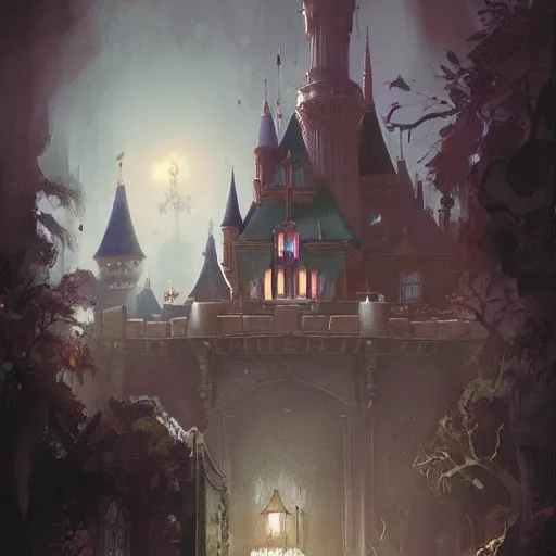 Prompt: disneyland the haunted mansion geog darrow greg rutkowski