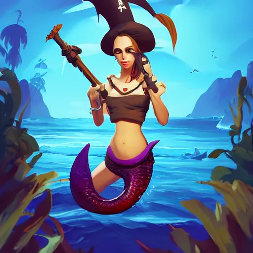 Image similar to painting jack the pirate mermaid on sea of thieves game avatar hero smooth face median photoshop filter cutout vector behance hd by jesper ejsing, by rhads, makoto shinkai and lois van baarle, ilya kuvshinov, rossdraws, illustration, art by ilya kuvshinov and gustav klimt