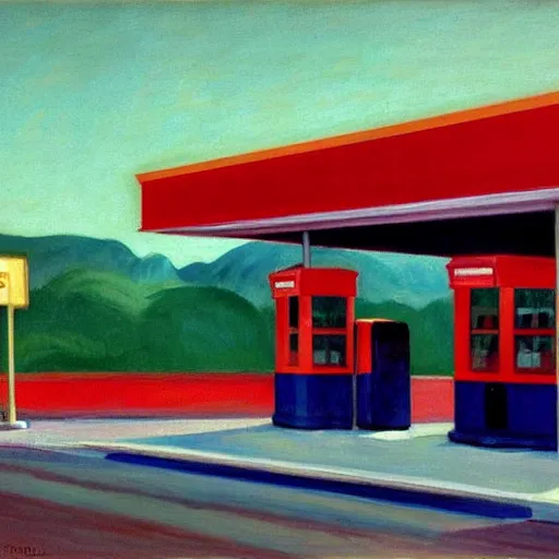 Image similar to American Gas Station by Edward Hopper