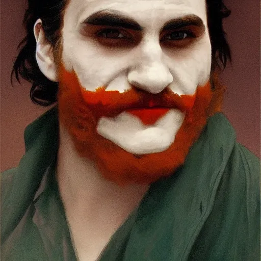 Prompt: Painting of Joaquin Phoenix as the Joker. Art by william adolphe bouguereau. During golden hour. Extremely detailed. Beautiful. 4K. Award winning.