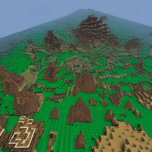 Image similar to overhead view of beautiful flat earth in style of morrowind minecraft, ultra detailed