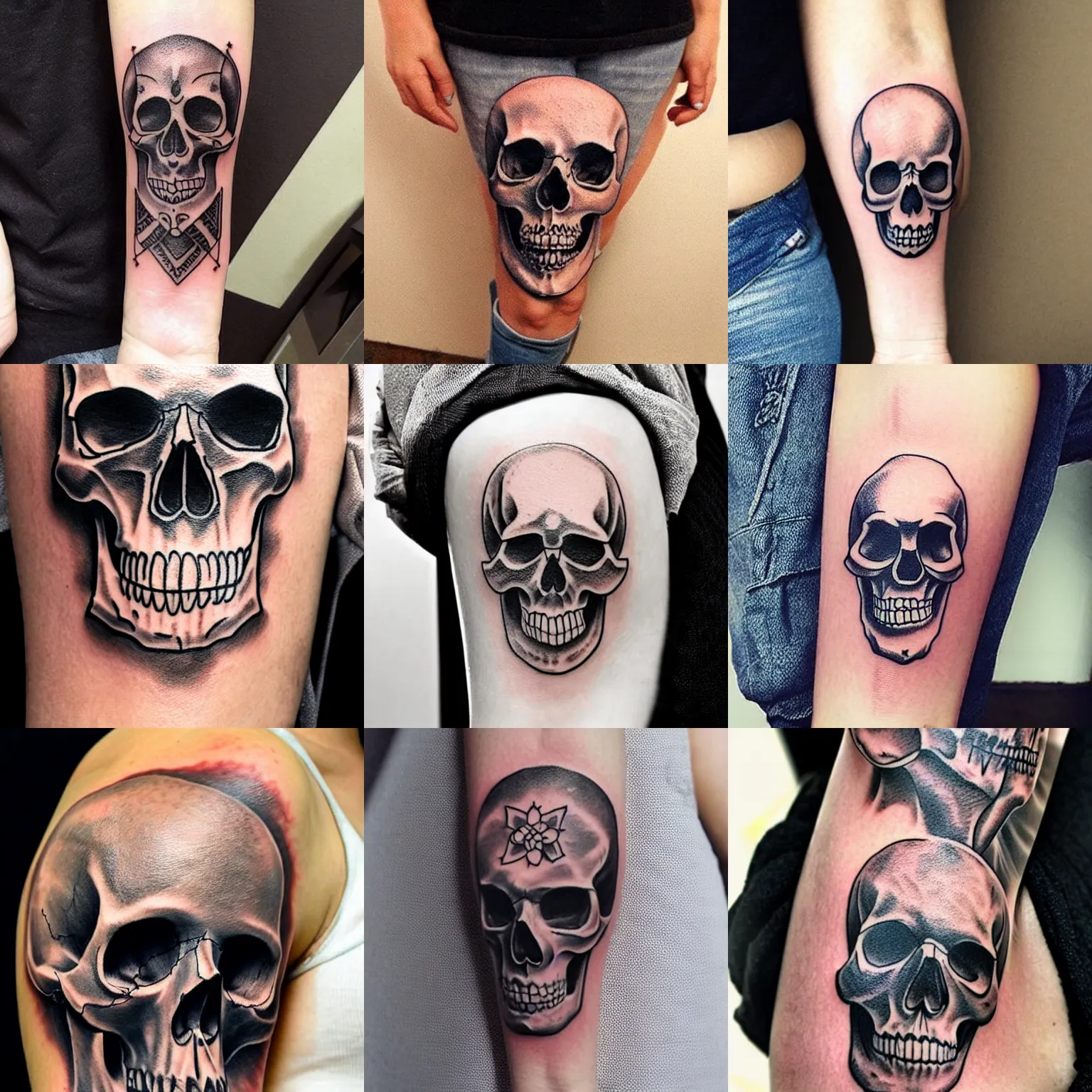 Prompt: skull tattoo, temporary tattoo