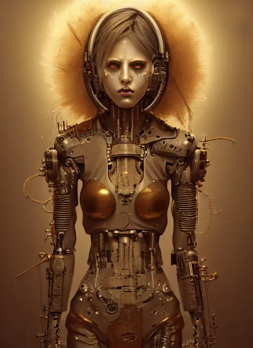 Image similar to soft lustrous hard tech ivory biotech raver gutter punk cyborg bioweapon, golden ratio, details, sci - fi, dark fantasy, cyberpunk, intricate, decadent, ornate, highly detailed, digital painting, octane render, 8 k, artstation, concept art, smooth, sharp focus, illustration, art by artgerm, loish, wlop