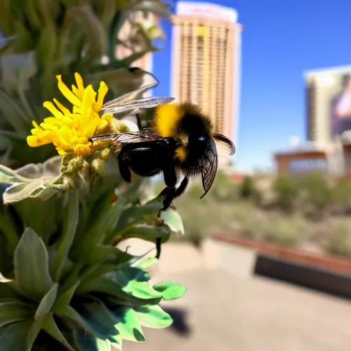 Prompt: a bumblebee smoking a joint in Las Vegas