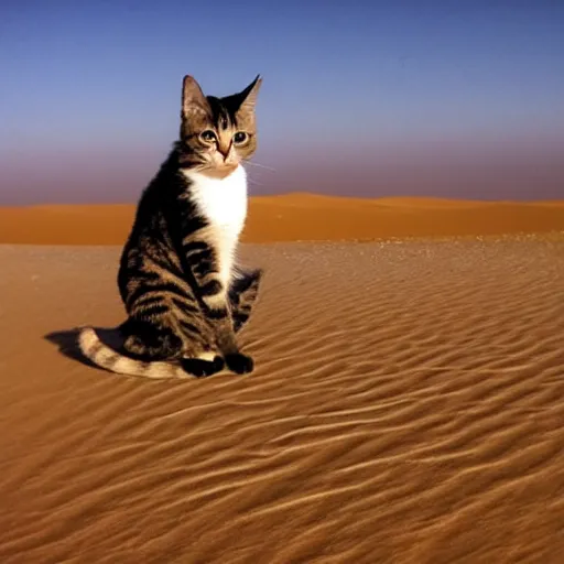 Image similar to photo taken on a pentax a cat witn a sombrero on his head, who riding on top of a donkev. thev in the middle of the sahara dessert.