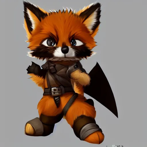 Prompt: a really cute fluffy fox furry character, wearing a dnd fantasy ranger outfit, artstation