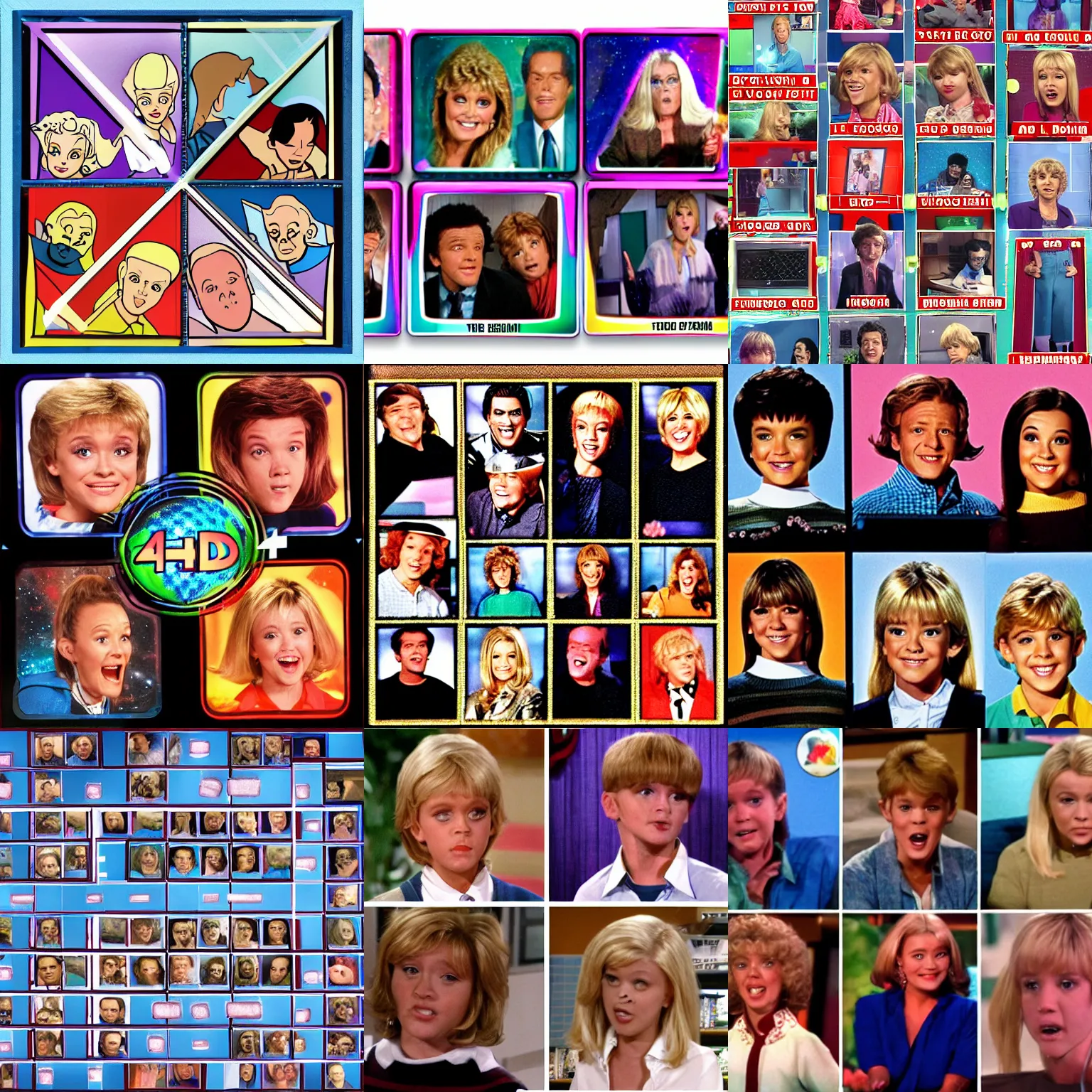 Prompt: <tv hd>Brady Bunch squares but with 4d multiverse aliens</tv>
