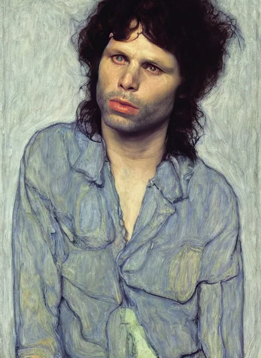 Image similar to jim morrison by jeremy lipking egon schiele gottfried helnwein