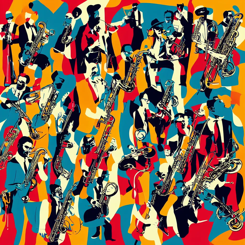 Prompt: modern italian graphic design, album cover for a jazz band, stylish, colorful