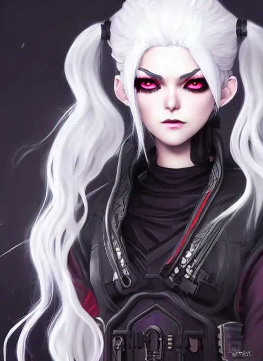 Image similar to Goth Witch with white hair in apex legends as an anime character digital illustration portrait design by Ross Tran, artgerm detailed, soft lighting