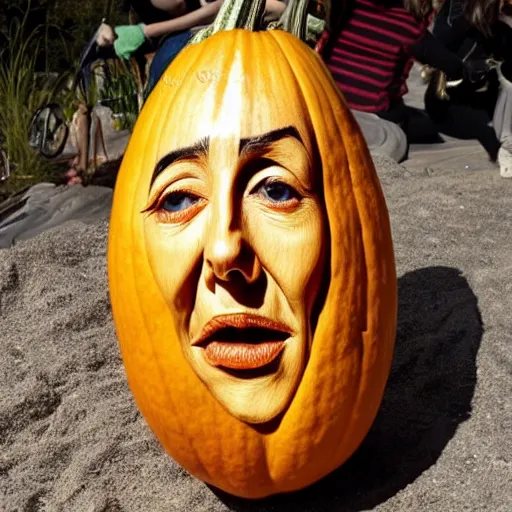 Image similar to gourd carved to look like the face of amber heard