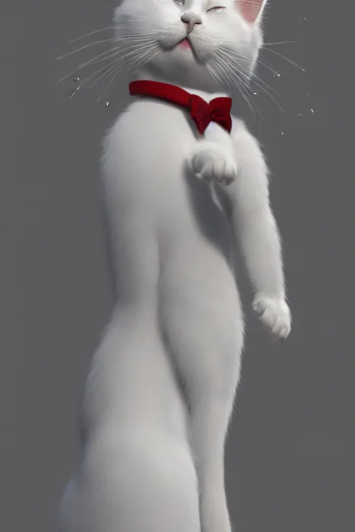 Image similar to a white cat wearing a formal overcoat, hyperrealistic, concept art, octane render, unreal engine 5, trending on DeviantArt, highly detailed, high quality, 8K, soft lighting, cute, studio background, studio lighting, realistic face, trending on Artstation, elegant clothes, profile picture