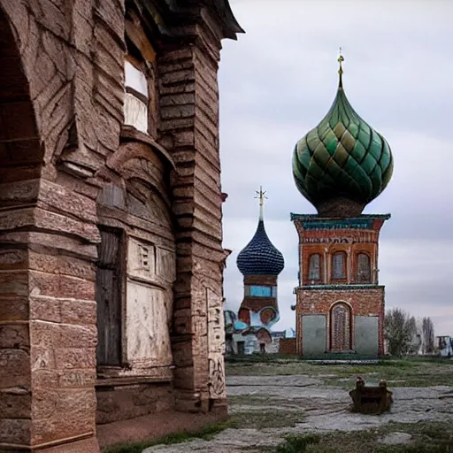 Prompt: photo fantastic ancient Russian city of Kitezh, ancient Russian architecture, concept art, photo of Breeze Kaze,