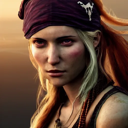 Prompt: hyperrealistic mixed media high resolution image of a female pirate, stunning 3d render inspired art by István Sándorfi and Greg Rutkowski and Unreal Engine, perfect symmetry, dim volumetric lighting, 8k octane beautifully detailed render, post-processing, extremely hyper-detailed, intricate, epic composition, highly detailed attributes, highly detailed atmosphere, full body shot, cinematic lighting, masterpiece, trending on artstation, very very detailed, masterpiece, stunning, flawless structure, lifelike texture, perfection,