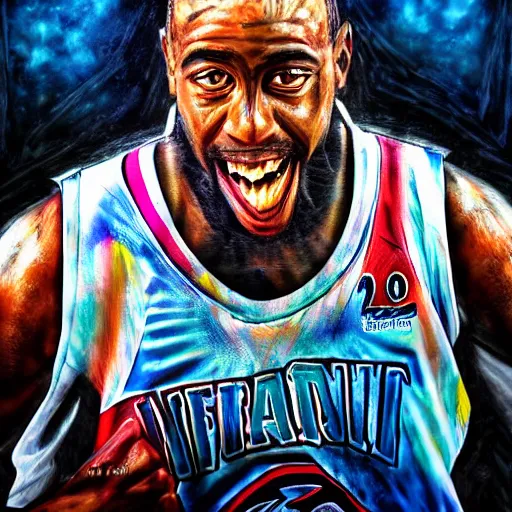 Prompt: airbrushed portrait of 'The Final Boss of Basketball'