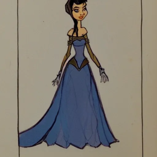 Image similar to milt kahl sketch of victoria justice as princess padme from star wars episode 3