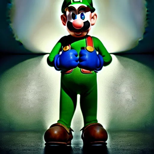 Image similar to uhd candid photo of hyperdetailed klaus schwab dressed as luigi. correct face, accurate luigi costume, cinematic lighting, photo by annie leibowitz, and steve mccurry.