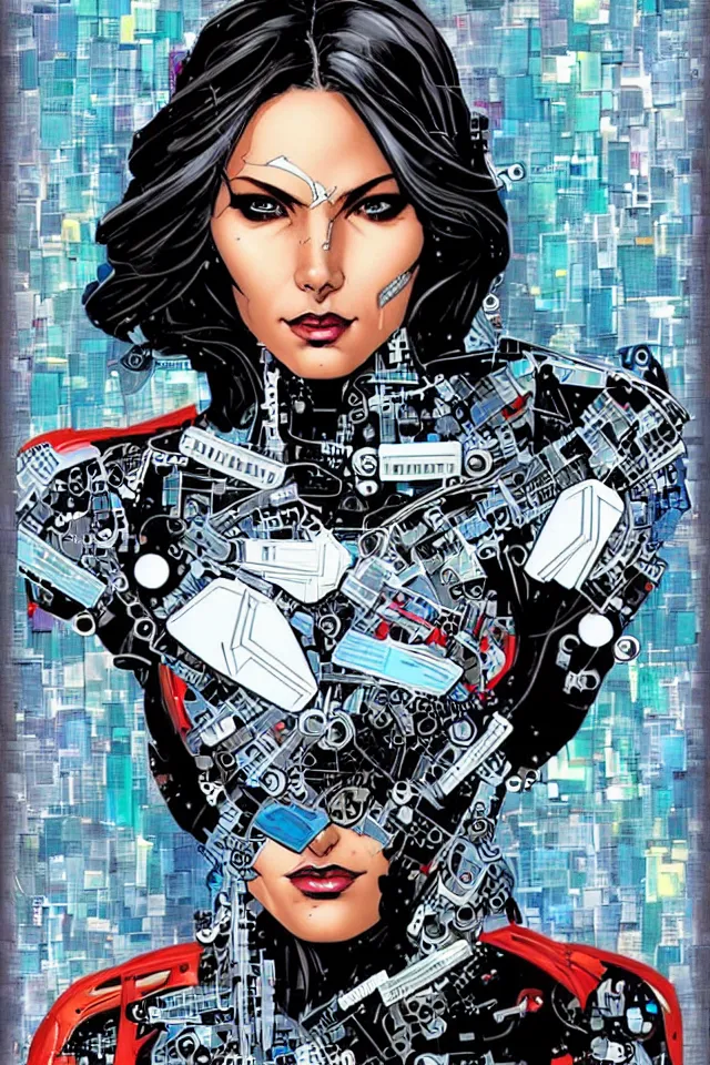 Image similar to a portrait of a beautiful cybernetically enhanced woman, by marvel comics and sandra chevrier