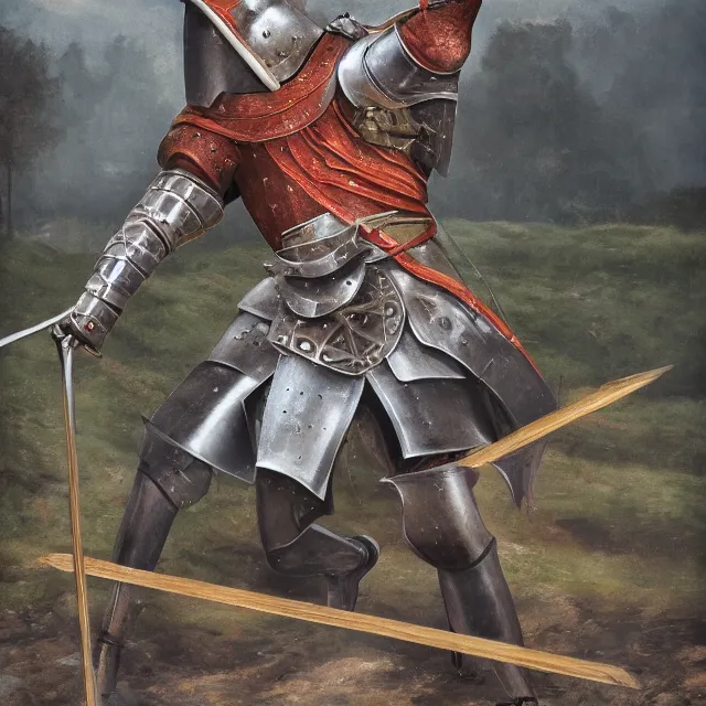 Image similar to medieval knight uses catapult, 4 k