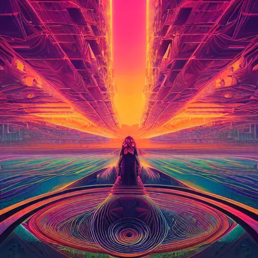 Image similar to matte painting of the sacred geometry of cyberpunk, brilliant colors, extremely detailed, very very detailed, in the style of alena aenami by Alex grey, HD, 4k, 8k