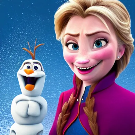 Image similar to hillary clinton as a character in frozen, disney,