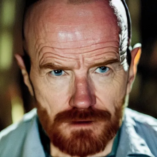 Image similar to Live Action Still of Bryan Cranston dressed as and playing Jesse Pinkman in Breaking Bad, real life, hyperrealistic, ultra realistic, realistic, highly detailed, epic, HD quality, 8k resolution, body and headshot, film still