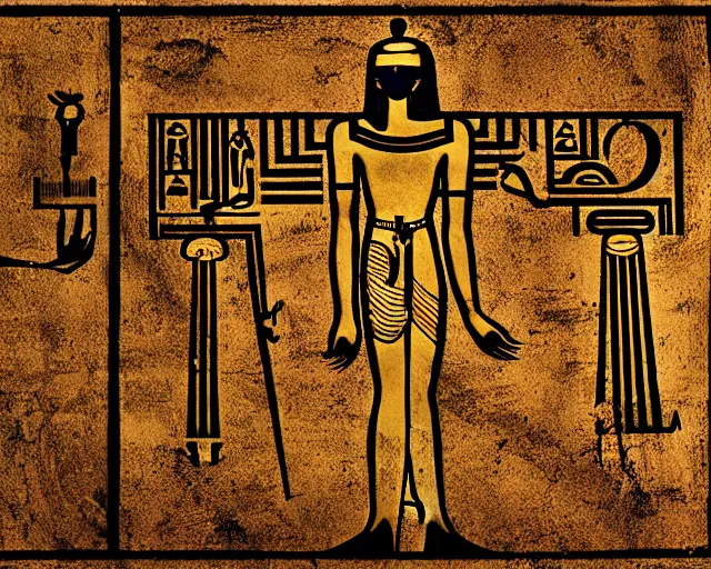 Image similar to a thin image border in the style of egyptian hieroglyphs sketched by leonardo da vinci, concept art, matte, sharp focus, illustration