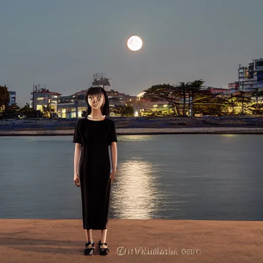 Prompt: A realistic photo of Isshiki Ôtsutsuki with a full moon in the background, hyper-realistic, 8K HDR, 50mm bokeh, fashion photography.