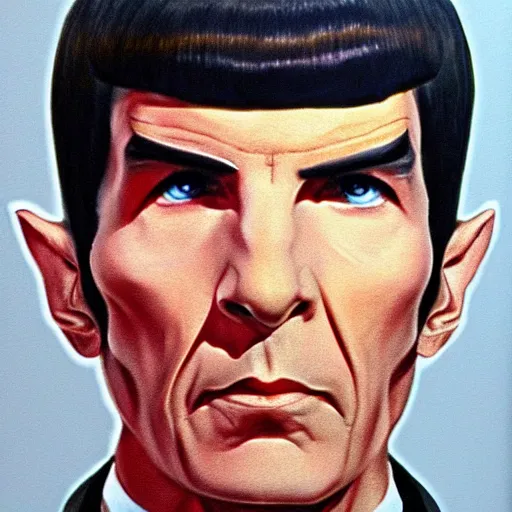 Image similar to mr spock from star trek the original series. realistic concept art painting,