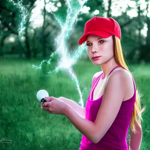 Image similar to Misty from Pokemon, Portrait photography, pokeball