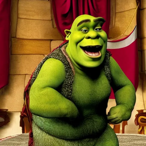 Prompt: shrek as the presiddent of the united states