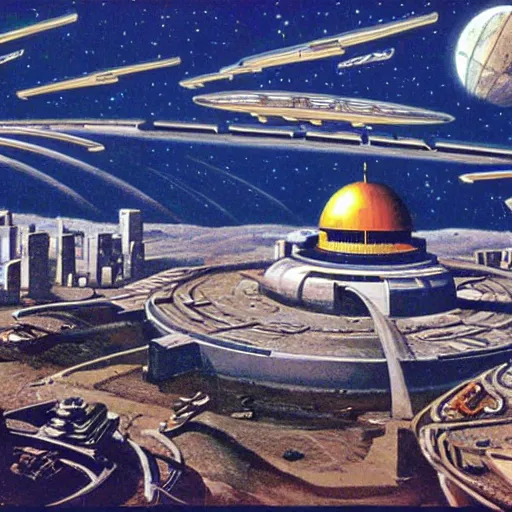 Image similar to retro - futuristic sci - fi version of jerusalem in the year 2 1 0 0