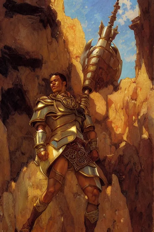 Prompt: tales of earthsea, attractive muscular male with armor, character design, painting by gaston bussiere, craig mullins, j. c. leyendecker, tom of finland