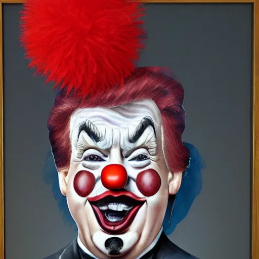 Prompt: trump as a clown portrait