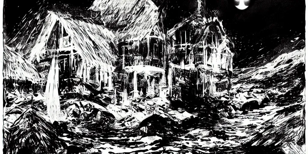 Image similar to the corpse of a norwegian bride. radiant light, detailed and intricate environment, digital art, trending on art station kvlt by peder balke by peder balke by guido crepax by norman bluhm mystic high contrast monochromatic noir