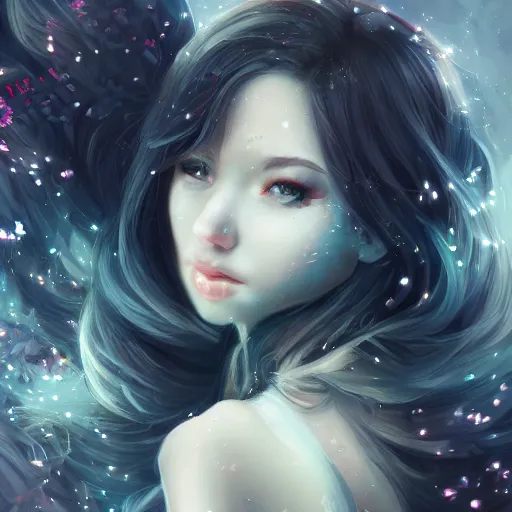 Image similar to portrait of a beautiful cute girl falling into the third dimension by Ross Tran, 4k, intricate details