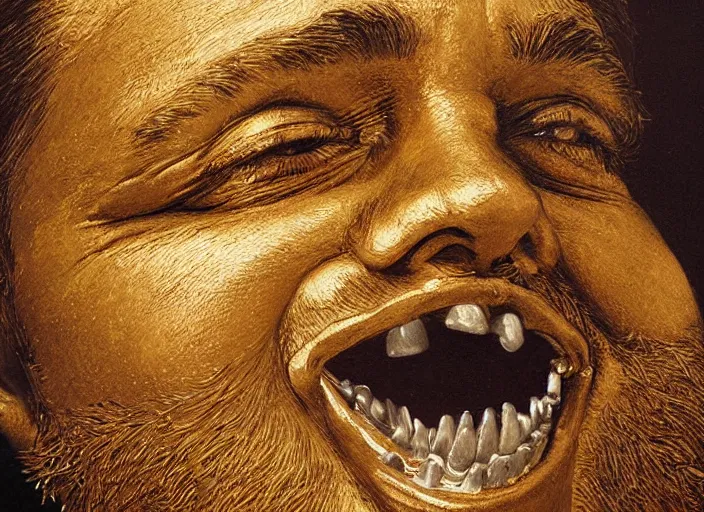 Prompt: a highly detailed golden portrait of a dentist, james gurney, james jean