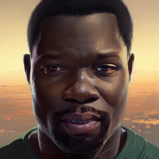 Image similar to highly detailed portrait, curtis jackson it's 5 0 cents, in gta v, stephen bliss, unreal engine, fantasy art by greg rutkowski, loish, rhads, ferdinand knab, makoto shinkai and lois van baarle, ilya kuvshinov, rossdraws, tom bagshaw, global illumination, radiant light, detailed and intricate environment